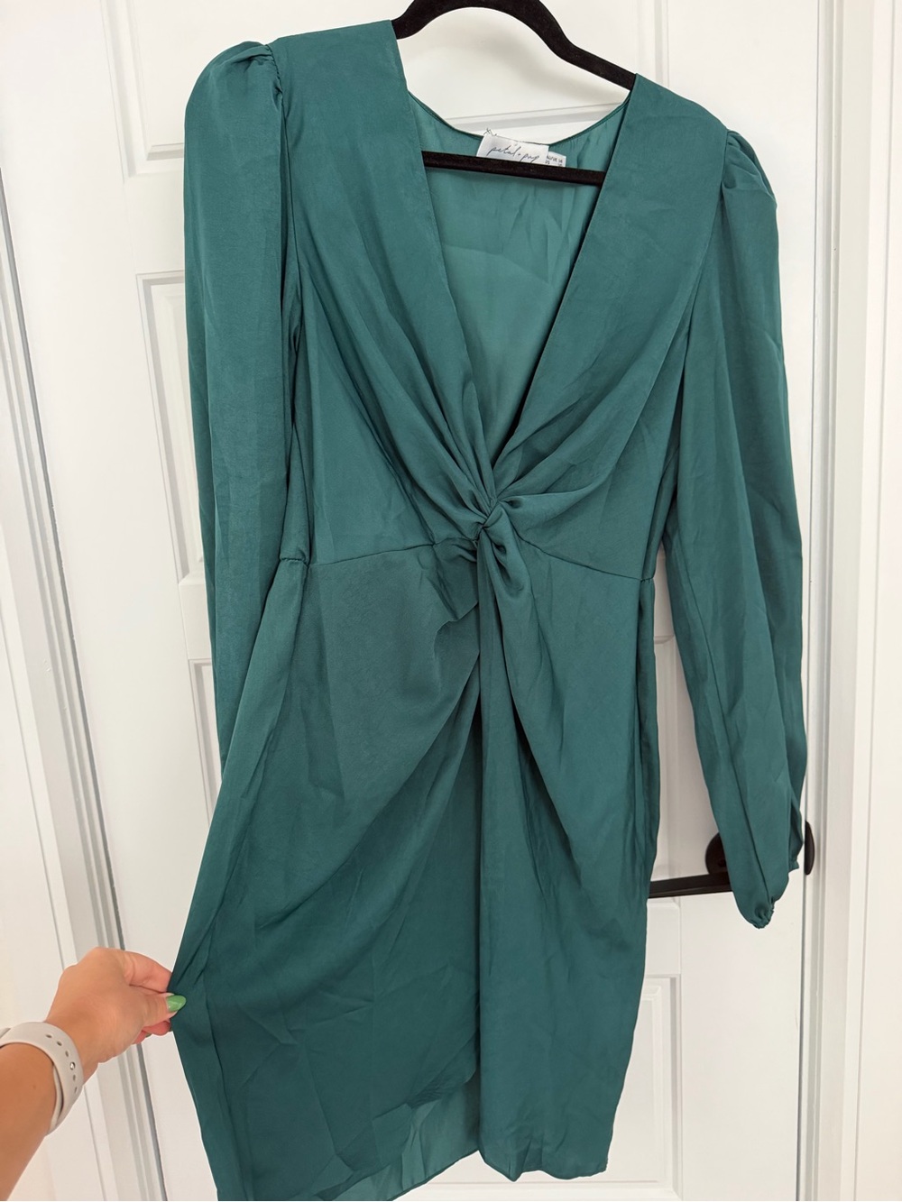 Petal & Pup Teal Twist-Front Long Sleeve Dress